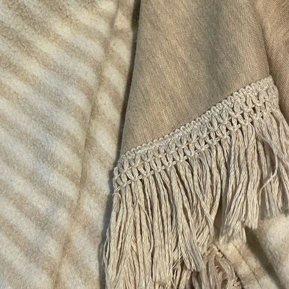 Anthropologie Saturday Sunday Beige Elise Fringe Sweater Cardigan asymmetrical - Picture 15 of 15
